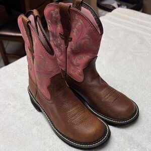 Ariat Baby Phat Pink and Brown Western Boots